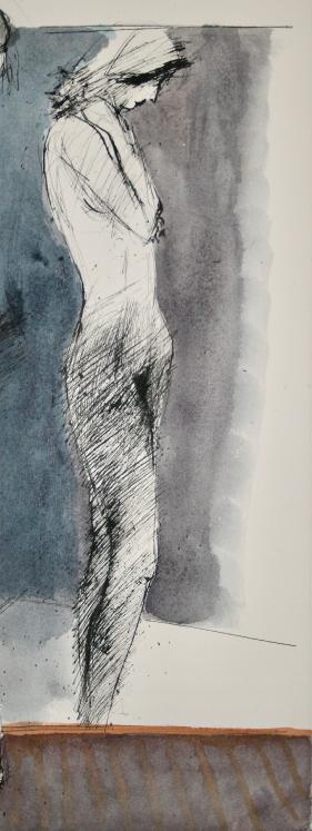 Guy Bardone - Original Painting - Watercolour - Standing naked