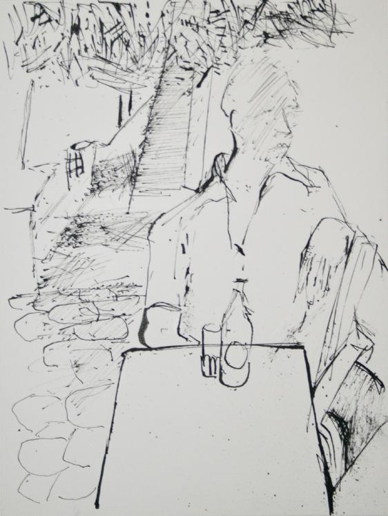 Guy Bardone - Original drawing - Ink - René Genis seated