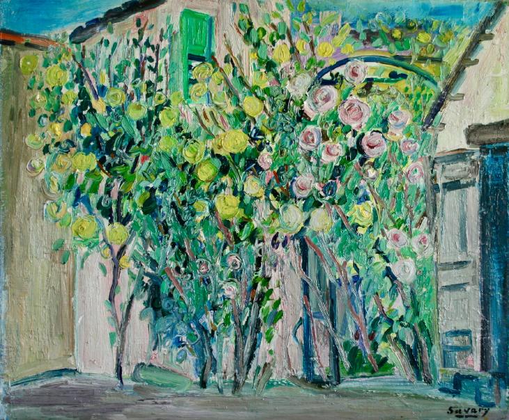 Robert SAVARY - Original painting - Oil on canvas - Magagnosc the pink house