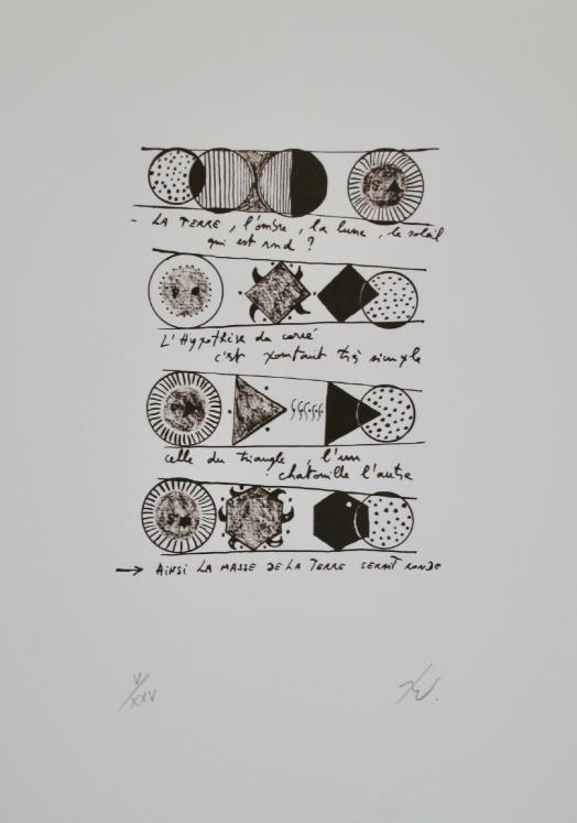 Richard TEXIER - Original print - Lithograph - Shadow of the moon