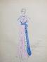 VIONNET Workshop - Original drawing - Pencil - Blue and pink tied dress 7