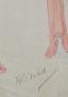 VIONNET Workshop - Original drawing - Pencil - Pink and blue colorful dress 281