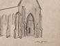 Auguste ROUBILLE - Original drawing - Pencil - Church