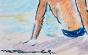 Claude VIETHO - Original drawing - Pastel - Feet in the water