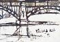 Michel DE ALVIS - Original Painting - Lavis - Saint-Michel bridge