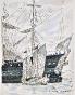 Armel DE WISMES - Original Painting - Watercolor - Galleon on approach