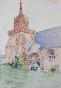 Etienne GAUDET - Original painting - Watercolor - Church of Perros Guirec