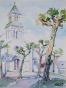 Etienne GAUDET - Original painting - Watercolor - Church