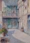 Etienne GAUDET - Original painting - Watercolor Gouache- Interior courtyard