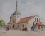 Etienne GAUDET - Original painting - Watercolor - Church of Saint Jean de Monts