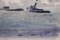 Edouard RIGHETTI  - Original painting - Watercolour - Amsterdam barges