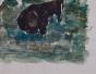Edouard RIGHETTI  - Original painting - Watercolour -  Horses in Herault