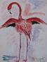 Edouard RIGHETTI  - Original painting - Watercolor - The pink flamingo