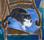 Edouard RIGHETTI  - Original painting - Gouache and oil - Artist's cat