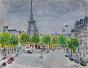 Edouard RIGHETTI  - Original painting - Gouache - Eiffel Tower in Paris
