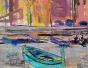 Edouard RIGHETTI  - Original painting - Gouache - Harbor square in Menton