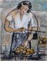 Edouard RIGHETTI  - Original painting - Gouache - Menton market 5