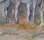 Edouard RIGHETTI  - Original painting - Watercolour gouache - The Donkeys of Bouzigues