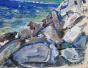 Edouard RIGHETTI  - Original painting - Gouache - Sea in Menton