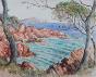 Etienne GAUDET - Original painting - Watercolor - Sea in Saint Raphael