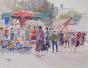 Etienne GAUDET - Original painting - Watercolor - Market