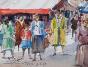 Etienne GAUDET - Original painting - Watercolor - Market in Blois