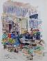 Etienne GAUDET - Original painting - Watercolor - Market in Blois 2