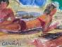 Edouard RIGHETTI  - Original painting - Gouache - Carnon Beach