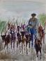 Edouard RIGHETTI  - Original painting - Gouache - The shepherd in the Hérault