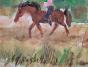 Edouard RIGHETTI  - Original painting - Gouache - Horse riding in the Hérault
