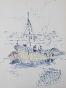 Etienne GAUDET - Original drawing - Ink and Pastel - Boats in St Croix-de-Vie 3