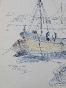 Etienne GAUDET - Original drawing - Ink and Pastel - Boats in St Croix-de-Vie 3