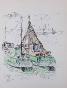 Etienne GAUDET - Original painting - Watercolor - Boats in St Croix-de-Vie
