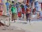 Etienne GAUDET - Original painting - Watercolor - Market of Blois