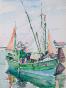 Etienne GAUDET - Original painting - Watercolor - Boats at Croix-de -Vie