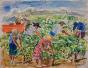 Edouard RIGHETTI  - Original painting - Watercolour - Harvest in Herault