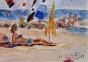 Edouard RIGHETTI  - Original painting - Watercolour  - Beach in Carnon Beach 2