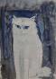 Edouard RIGHETTI  - Original painting - Watercolour - The White Cat