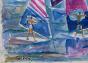 Edouard RIGHETTI  - Original painting - Watercolour -  Sailboards in Carnon