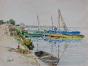 Etienne GAUDET - Original painting - Watercolor - Boat on the Loire
