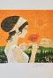 GANNE Yves - Original print - Lithograph -Athens, young woman with poppy 2