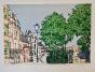 Denis Paul NOYER - Original print - Lithograph - Public garden in Amsterdam