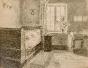Auguste ROUBILLE - Original drawing - Pencil - The bedroom