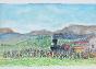 Armel DE WISMES - Original Painting - Watercolor - The train attack