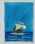 Armel DE WISMES - Original Painting - Watercolor - Galleon at sea 13