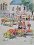 Etienne GAUDET - Original painting - Watercolor - Market of St Gilles Croix de Vie, Vendée