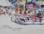 Etienne GAUDET - Original painting - Watercolor - Blois market 3