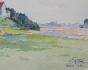 Etienne GAUDET - Original painting - Watercolor - Muides landscape