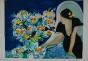 Victor SPAHN - Original print - Lithograph - Young woman with bouquet
