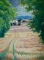 André VIGNOLES - Original painting - Gouache - Wheat fields under a stormy sky